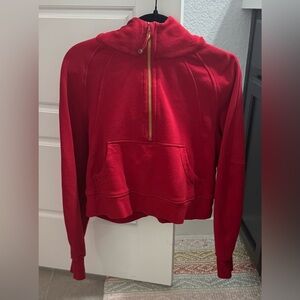 Lululemon Red and Gold Half-Zip Women's Crop Hoodie Size XS/S